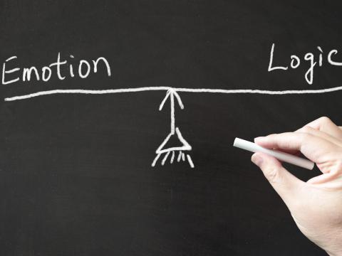 Graphic showing the midway between logic and emotion